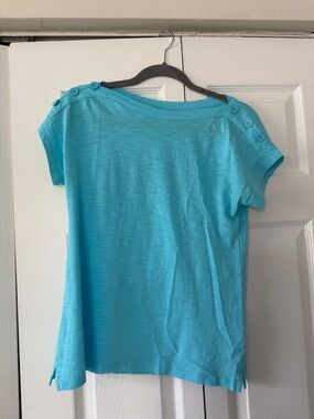 Talbots Turquoise Short-Sleeve Button-Shoulder Tee